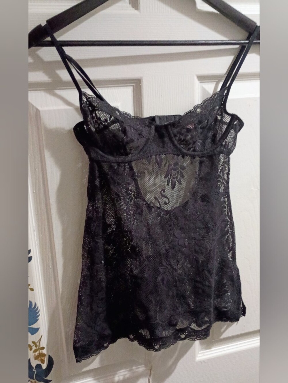 Victoria's Secret Black Sheer Lace Chemise